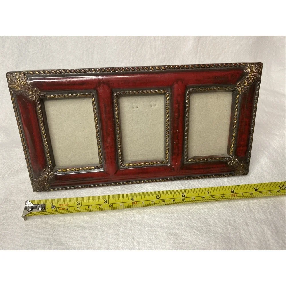 Vintage Burgundy And Gold Picture Frame Made In Taiwan